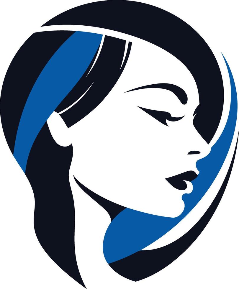 Stylish, abstract logo featuring a woman's profile, perfect for beauty, fashion, and wellness brands vector