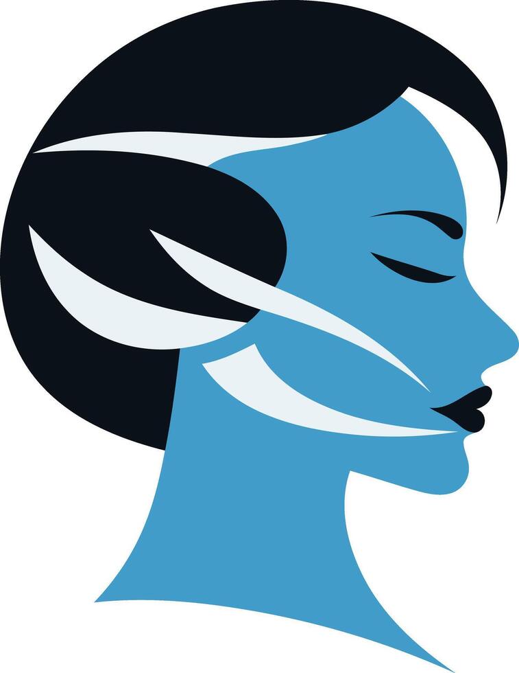 A stylized illustration of a woman's profile, featuring elegant lines and a serene expression vector