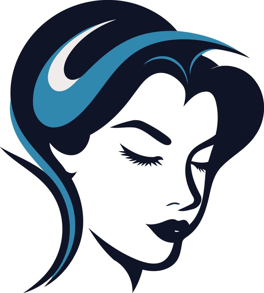 A simple yet elegant illustration of a woman's face with closed eyes, perfect for branding, beauty, and fashion designs vector