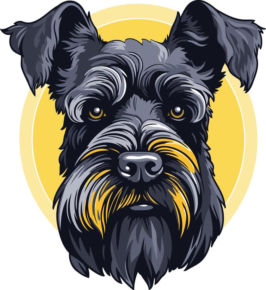 A charming illustration of a miniature schnauzer, perfect for pet-related designs, logos, and branding vector