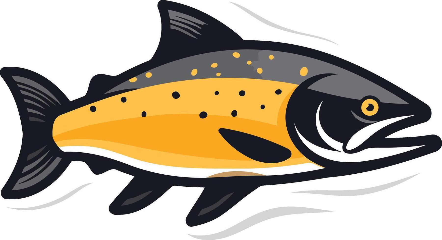 A bold and stylized illustration of a salmon, perfect for branding, logos, and design projects related to fishing, seafood, and nature vector