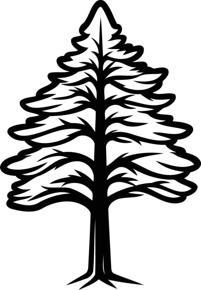 Simple black and white illustration of a pine tree, perfect for logo design, branding, or environmental themes vector