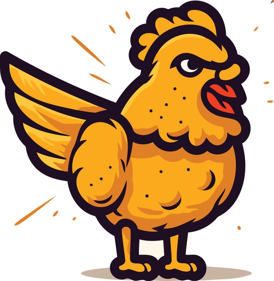 A cartoon chicken with an angry expression, perfect for branding or illustration projects vector