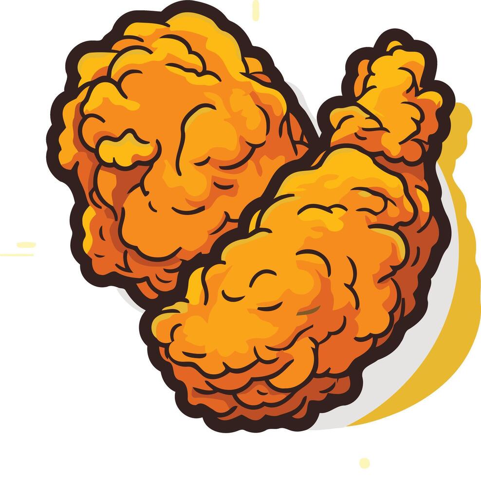 Cartoon illustration of two crispy fried chicken drumsticks vector