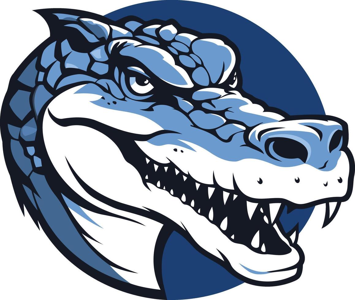 Powerful and menacing alligator mascot head logo design vector