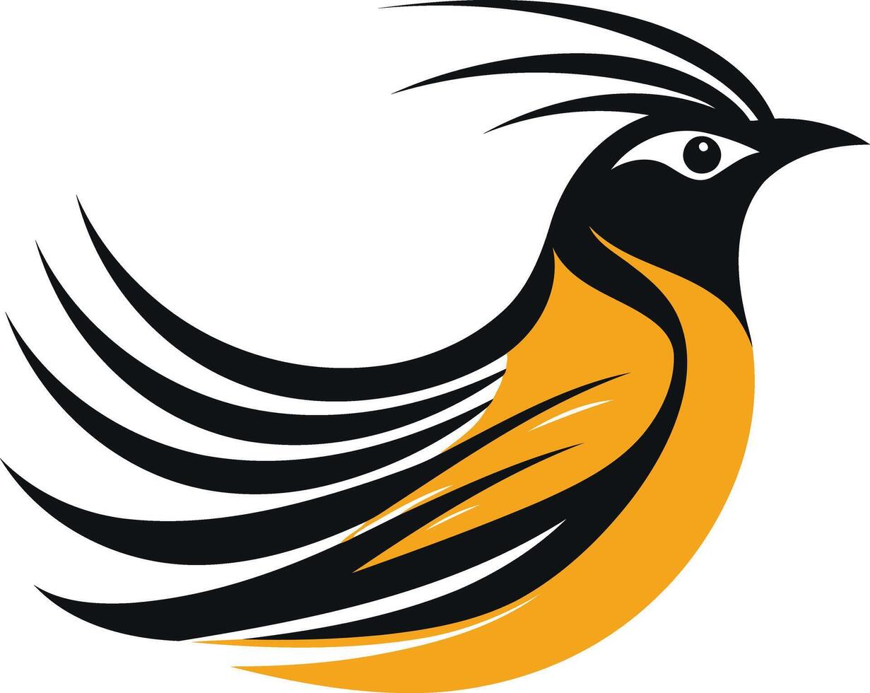 A stylized bird logo with bold, black and yellow colors vector