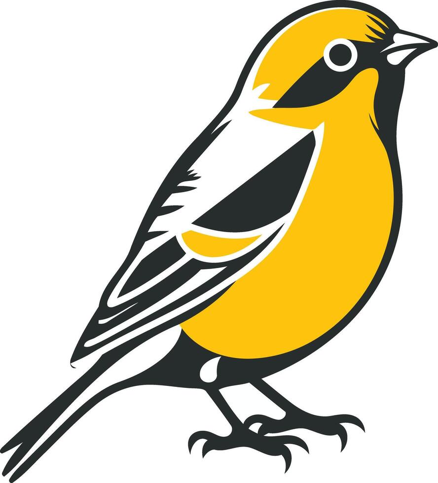 A cheerful yellow bird with black accents, perfect for nature inspired branding or design projects vector