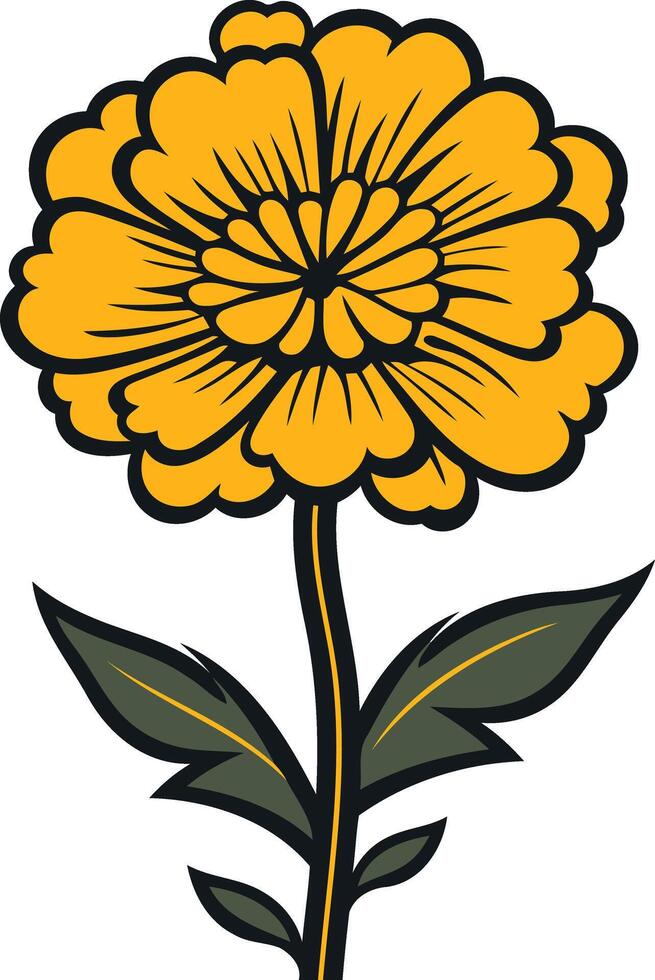 A vibrant yellow flower with green leaves, perfect for logos, branding, or floral designs vector