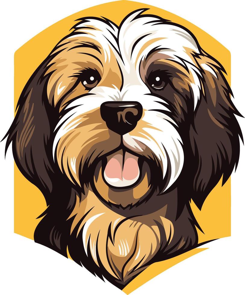 Cute cartoon illustration of a happy, playful dog with a friendly expression, perfect for pet-related businesses, social media, or merchandise vector