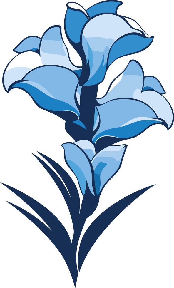 A stylized blue flower with delicate petals and a long stem vector
