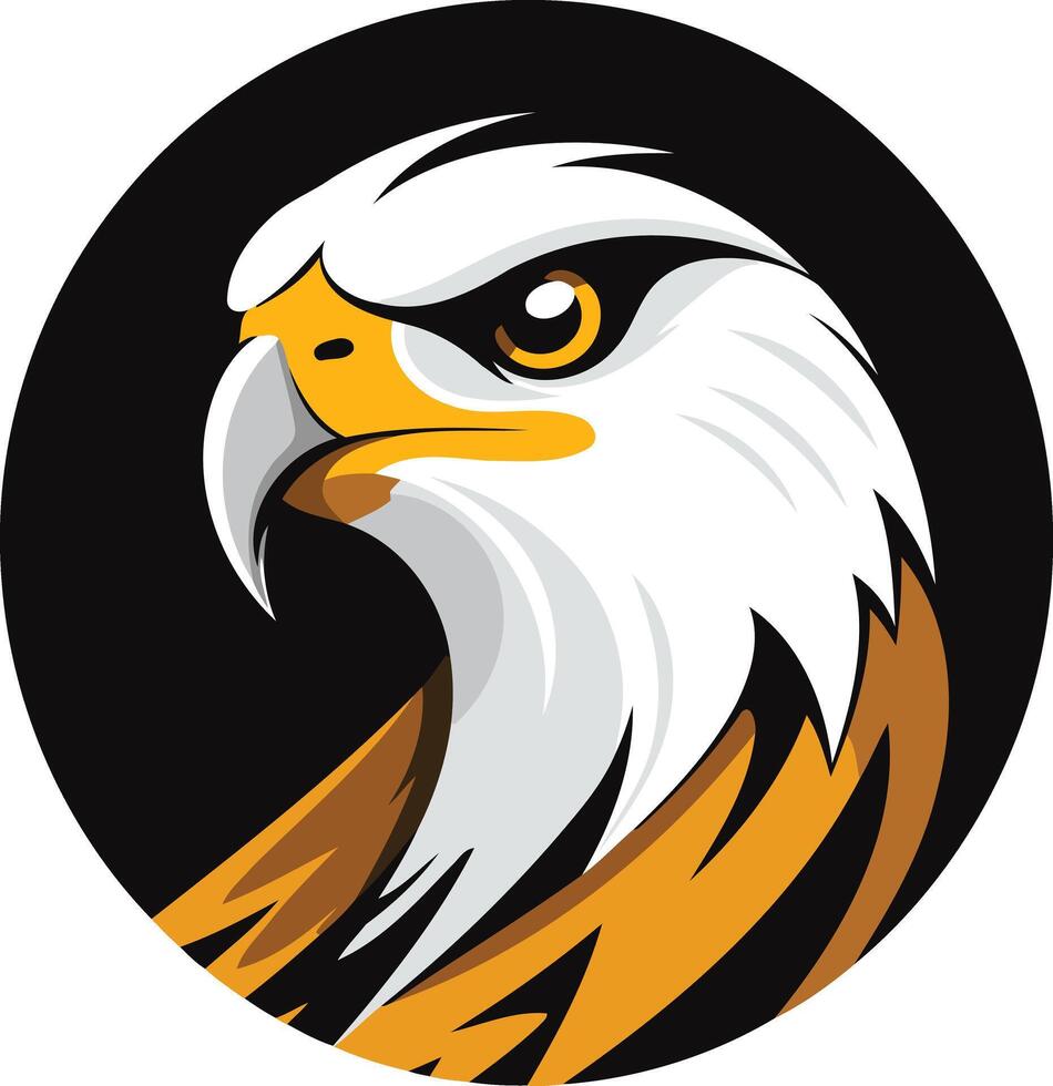 This illustration features a close up of an eagle's head, rendered in a stylized, bold design vector