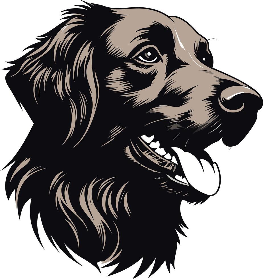 This illustration depicts a close up portrait of a black and brown dog's head vector