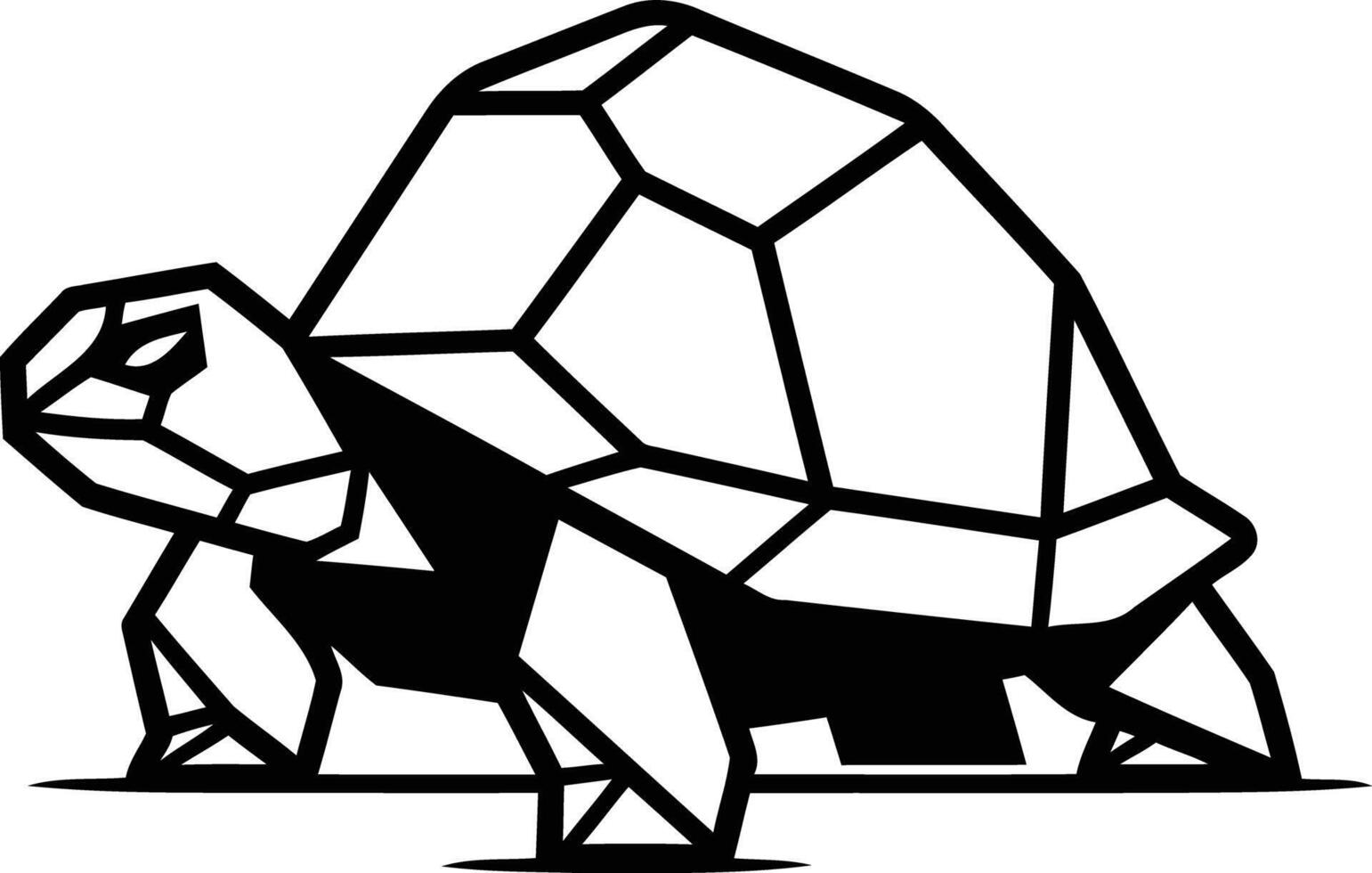 Geometric turtle silhouette in black and white vector