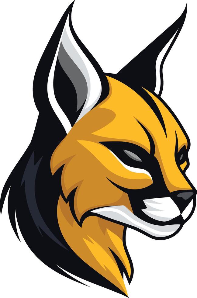 Fierce and stylized, this illustration of a caracal head is perfect for sports teams, logos, and branding projects vector