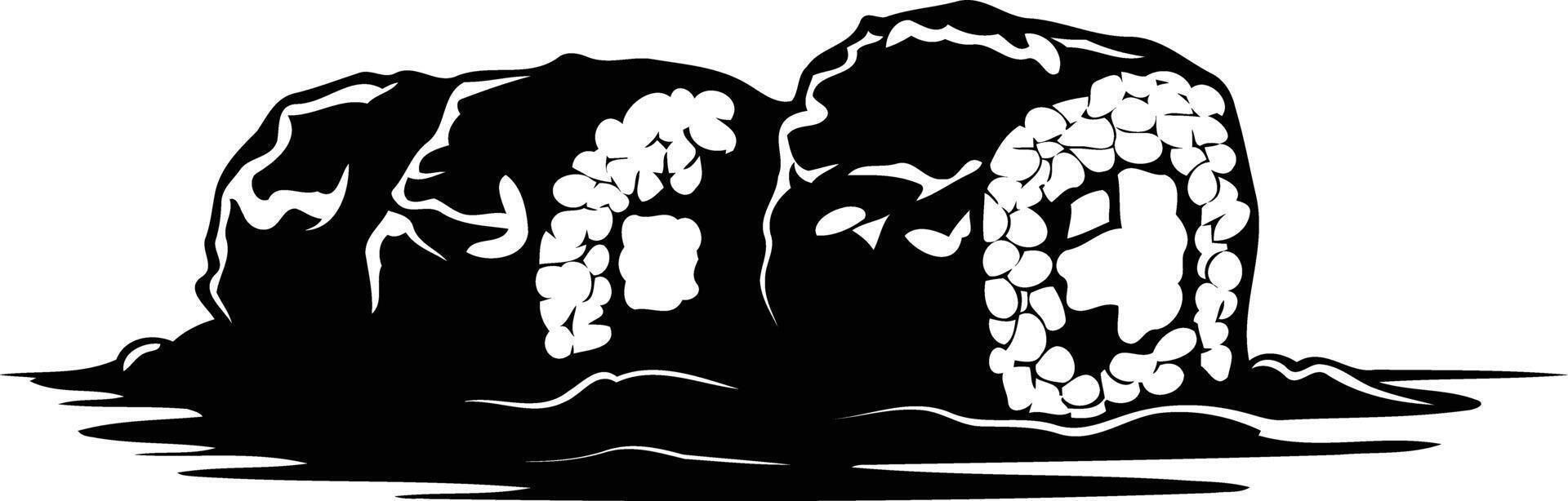 A simple, bold silhouette of two sushi rolls vector
