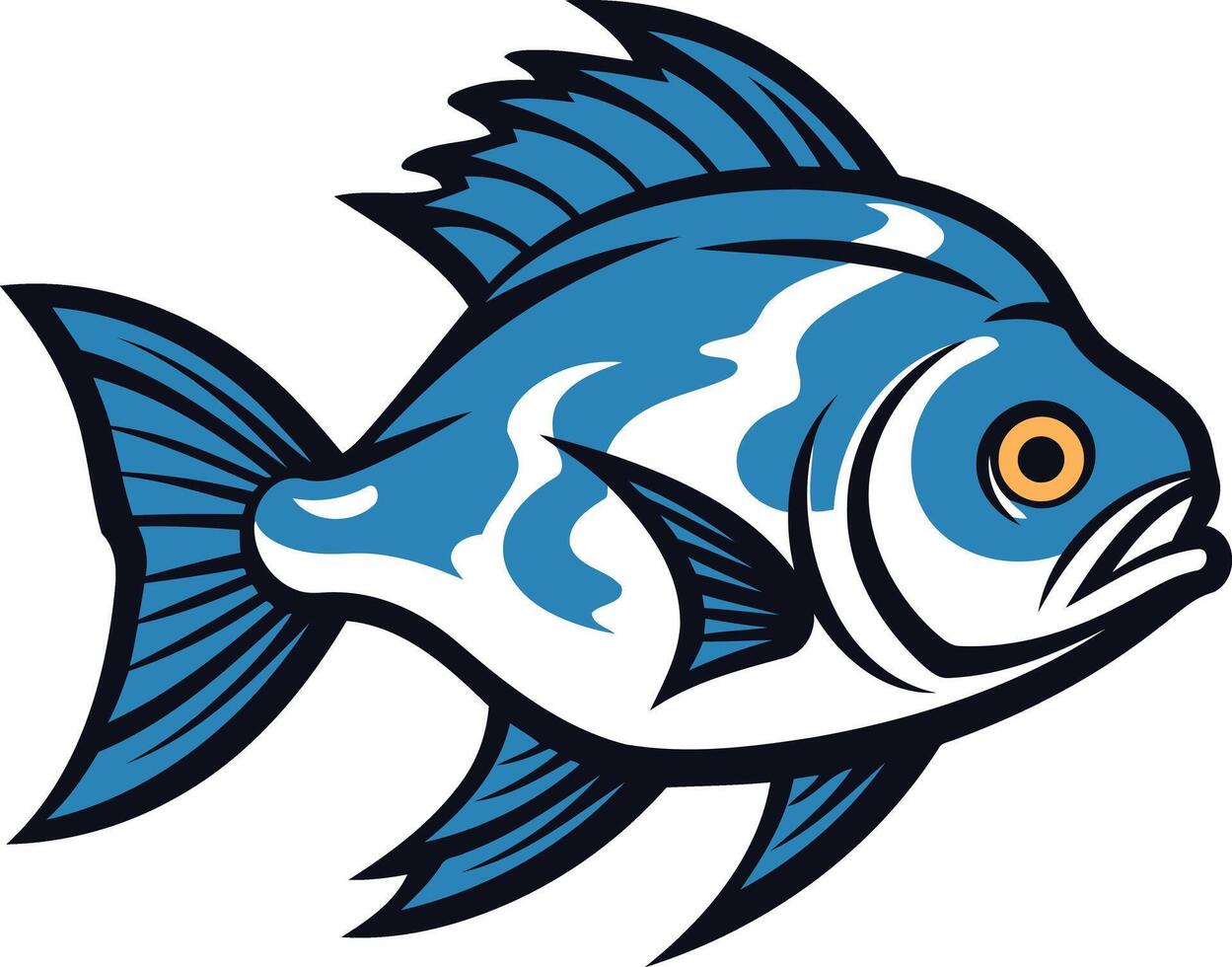 A bold and detailed illustration of a blue fish, perfect for branding, logos, or any marine-themed design vector