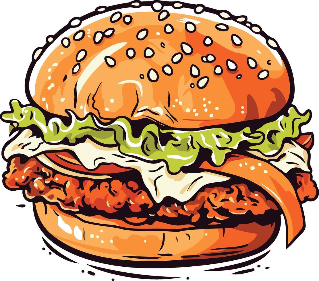 Juicy Crispy Chicken Burger vector
