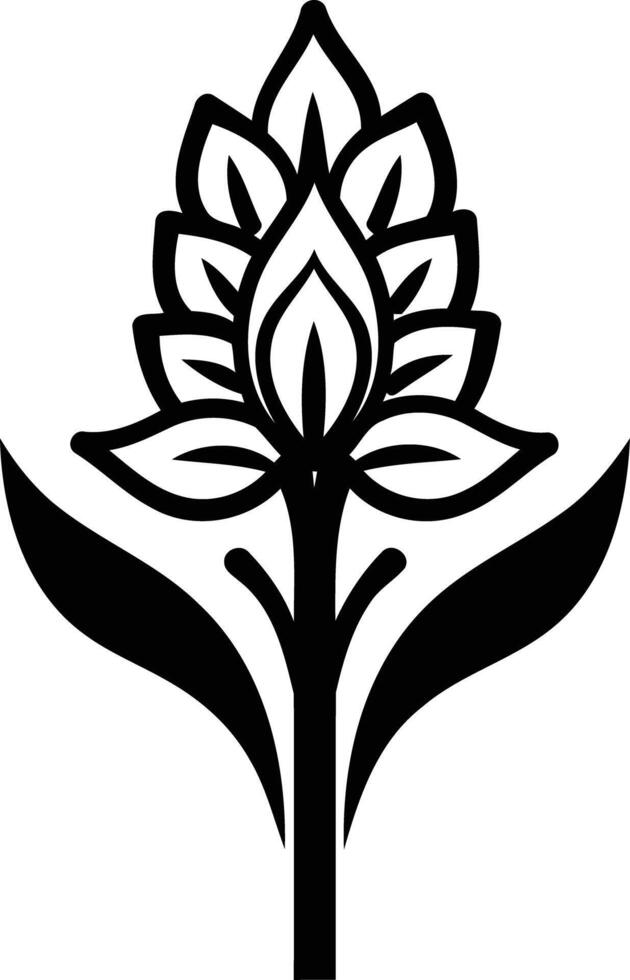Simple black and white illustration of a stylized flower vector