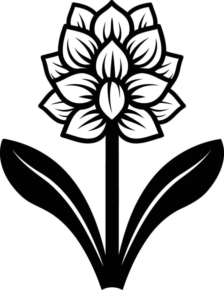 A simple yet elegant black and white illustration of a stylized flower vector