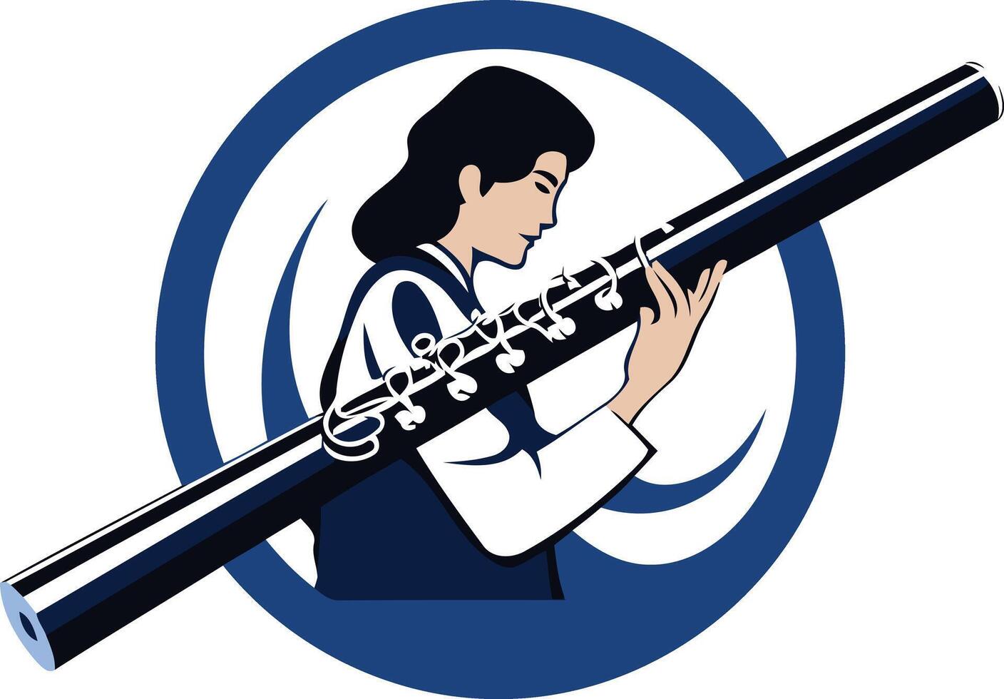 A woman holds a flute case over her shoulder, a symbol of musical talent and dedication vector