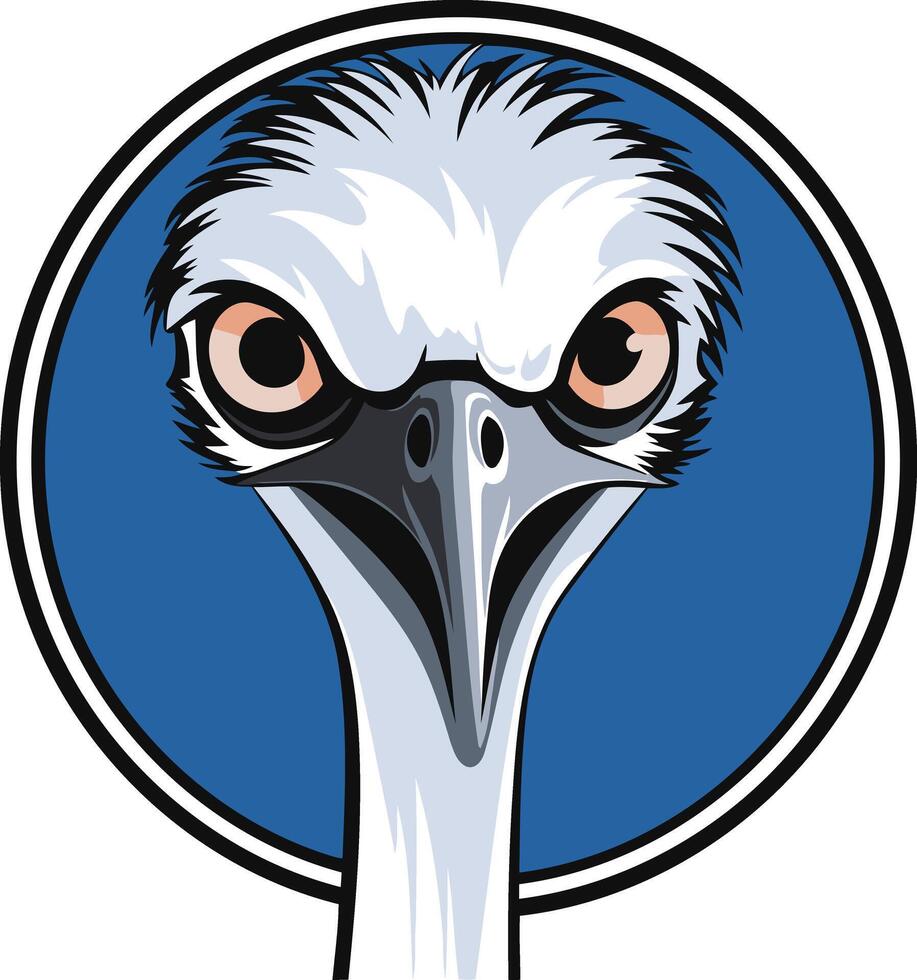 A bold and striking illustration of an emu's head, perfect for branding, logos, and mascot designs vector