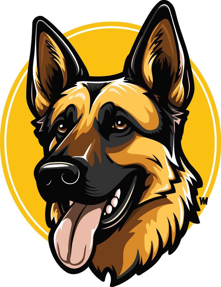A friendly and bold german shepherd logo design, perfect for dog-related businesses or organizations vector