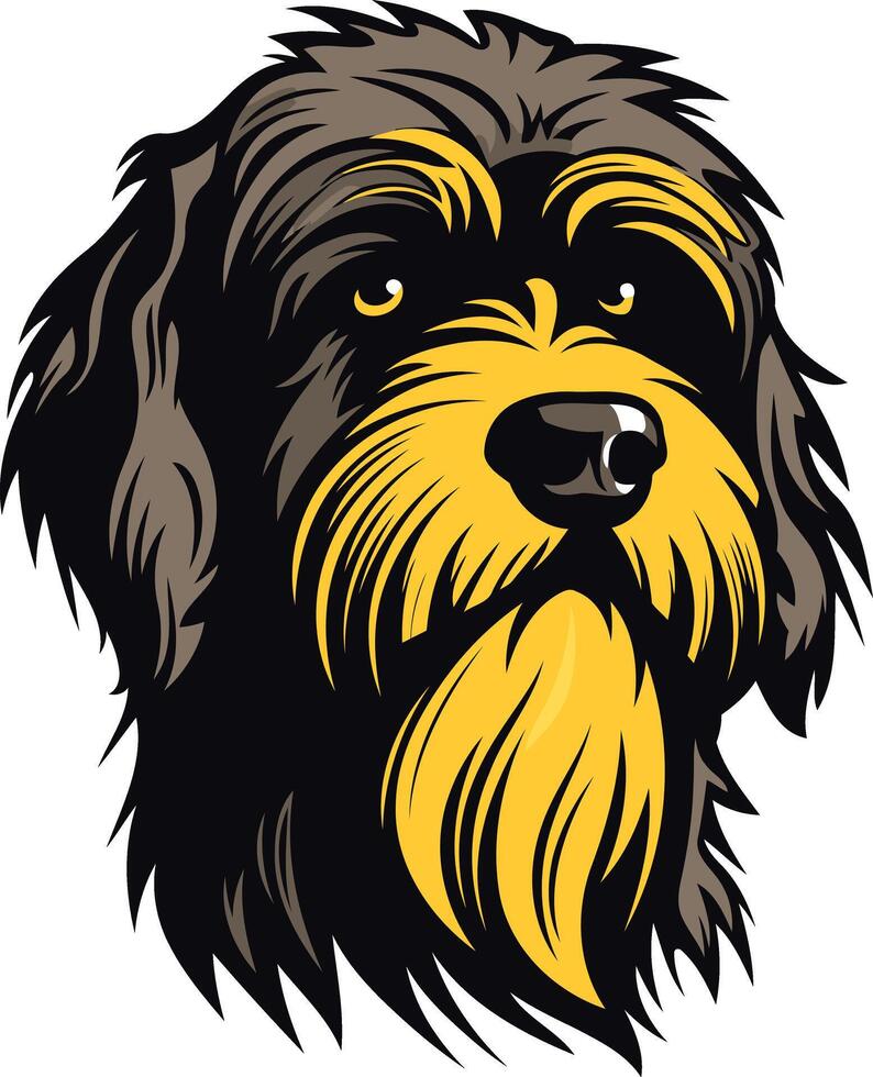 A bold and expressive illustration of a wirehaired pointing griffon dog's head, perfect for pet lovers, breeders, and hunting enthusiasts vector