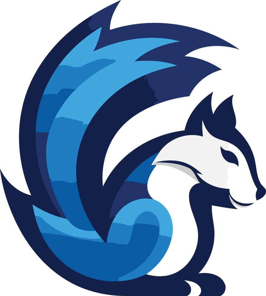 A dynamic and energetic blue squirrel logo design, perfect for businesses seeking a playful and engaging brand identity vector
