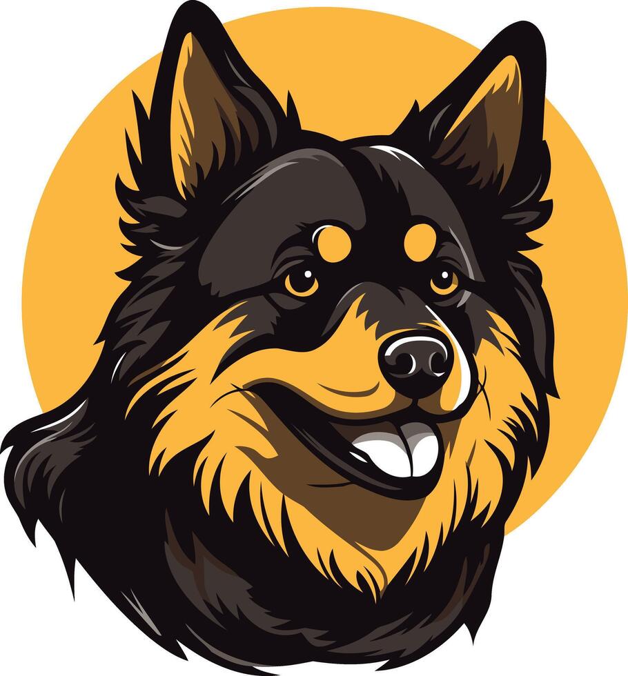 A friendly, cartoon-style illustration of a black and tan dog with a happy expression vector