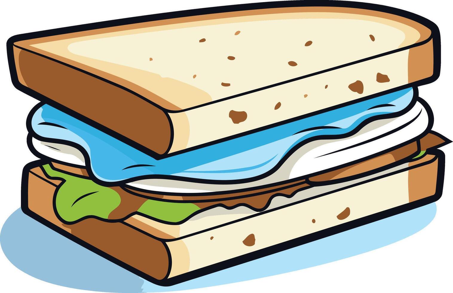 A cheerful cartoon sandwich illustration perfect for menus, packaging, or kids' content vector