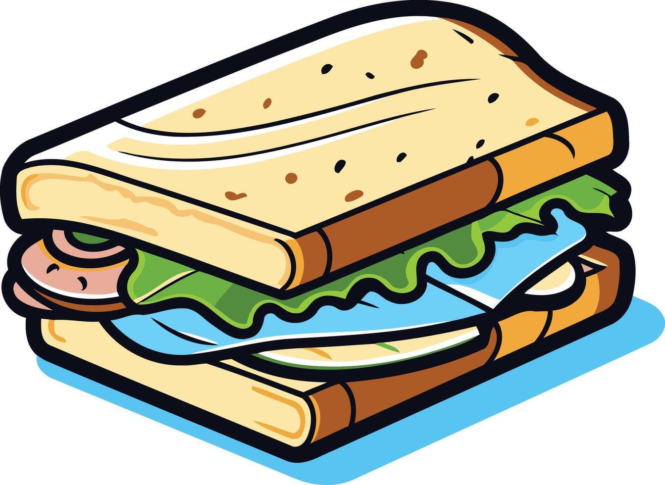 A cheerful, cartoon-style sandwich with a fresh, colorful design vector