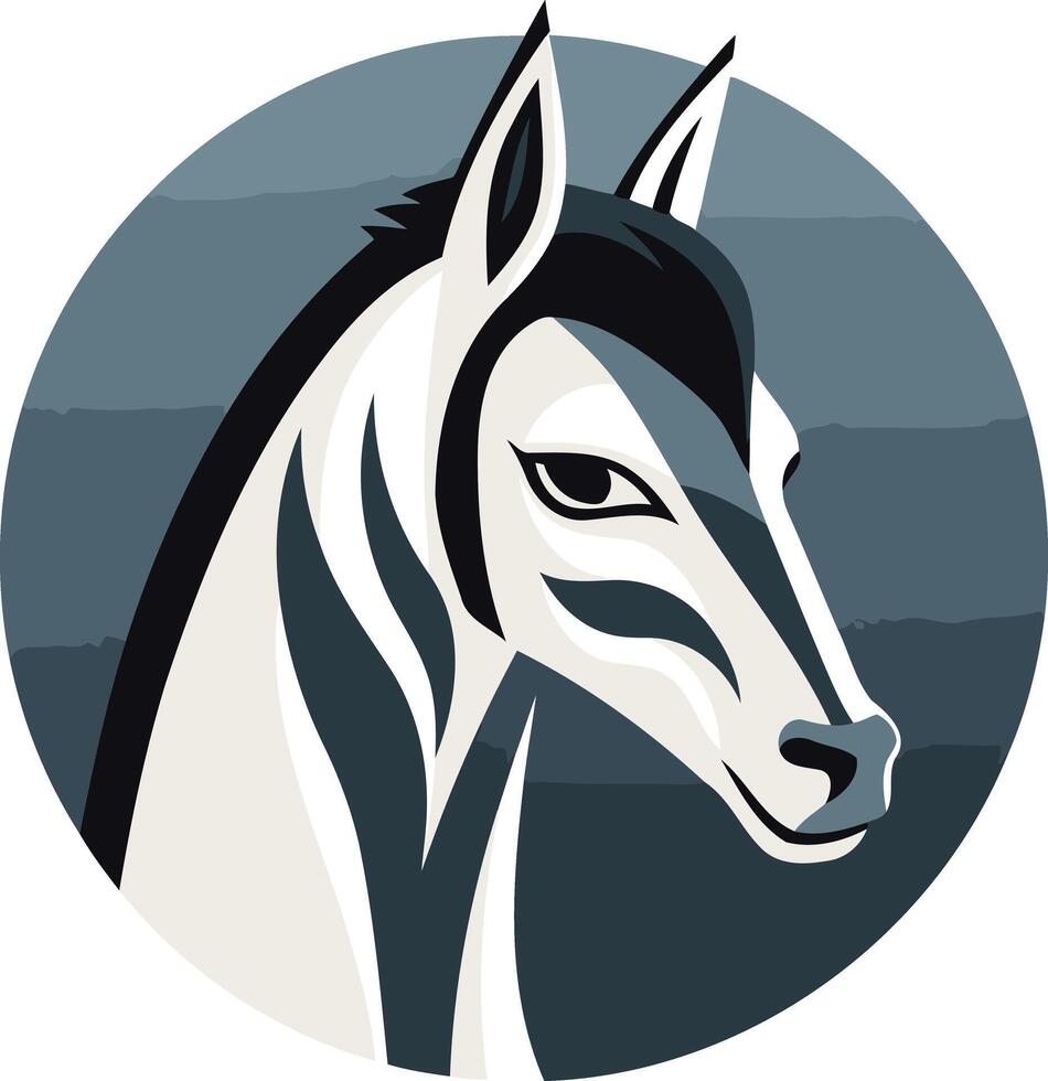 A stylized, minimalist horse head logo, perfect for equestrian businesses, horse racing, or animal related brands seeking a strong and elegant visual vector