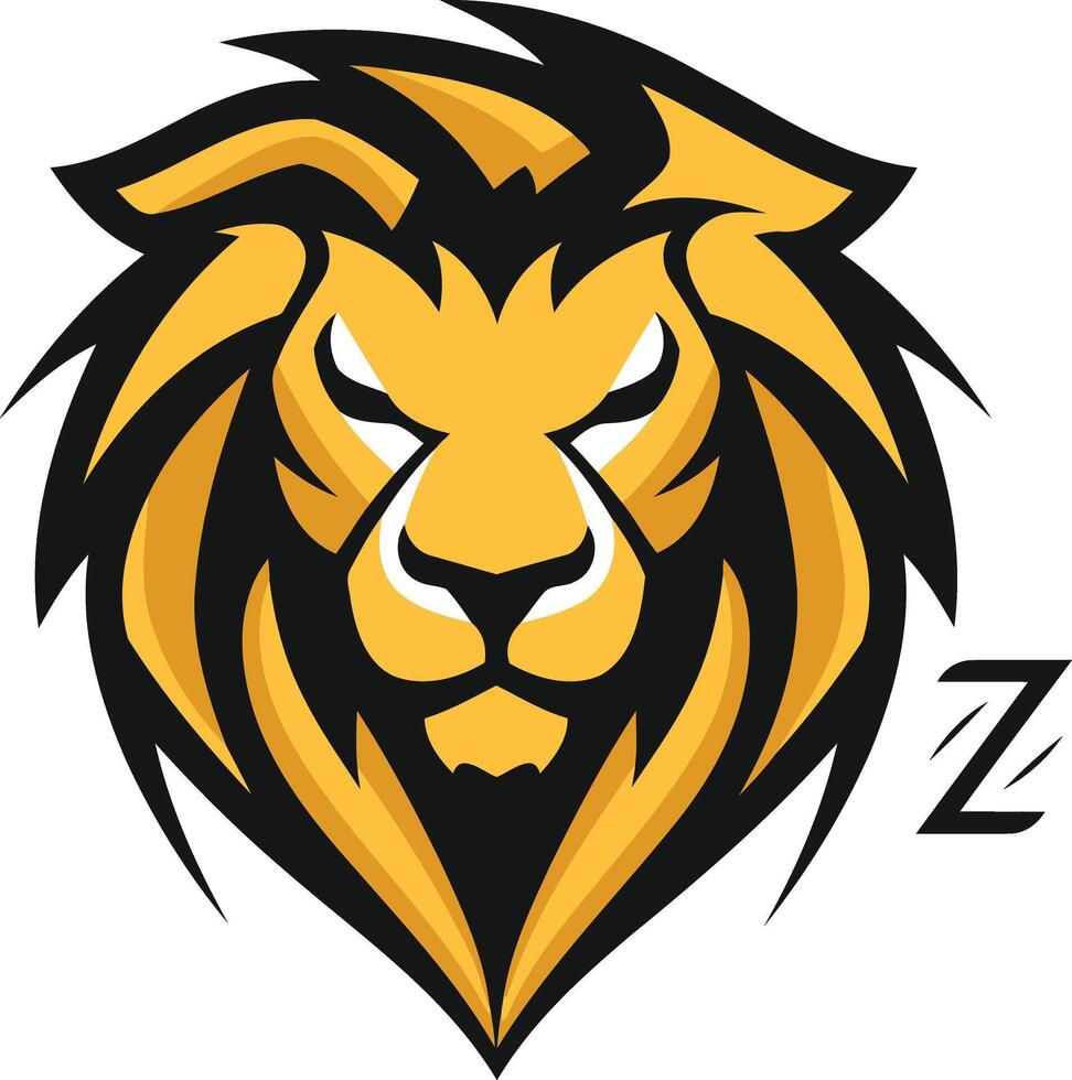 Powerful lion mascot logo with a bold, stylized design vector
