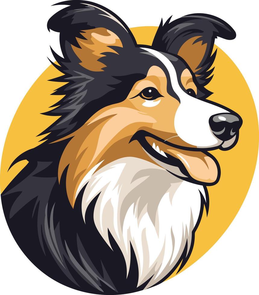 A friendly and playful illustration of a border collie dog vector