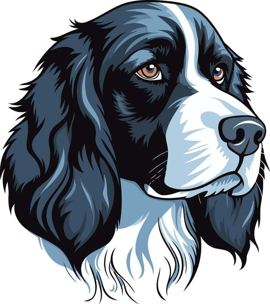 A charming illustration of a springer spaniel, looking directly at the viewer with an affectionate expression vector