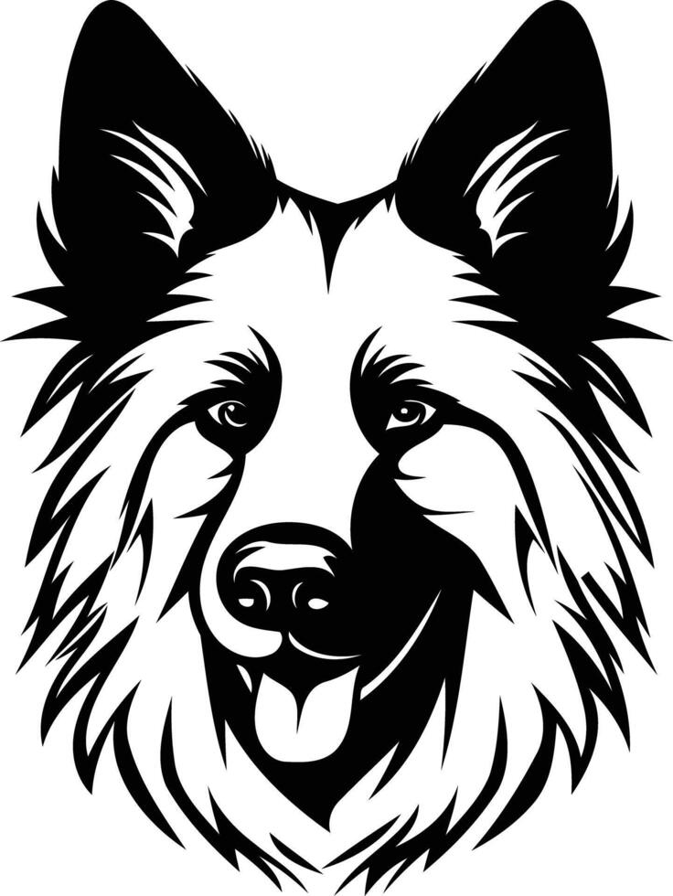 A strong and bold black and white illustration of a german shepherd head, capturing the breed's intelligence and loyalty vector