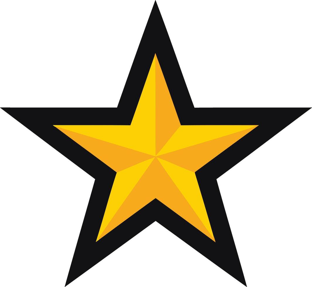 A bold, black-outlined yellow star, perfect for branding, logos, and graphic design vector