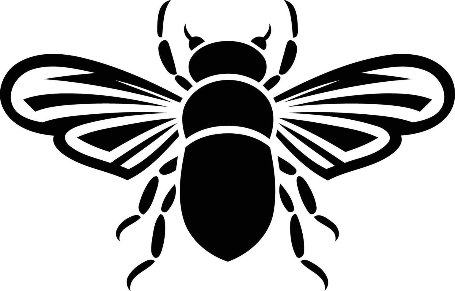 Bold and graphic black and white bee illustration vector