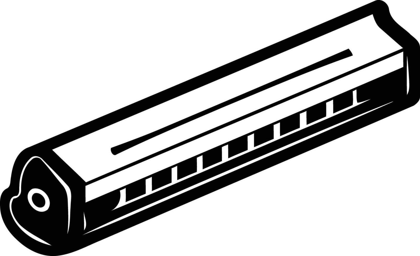 Black and white illustration of a harmonica vector