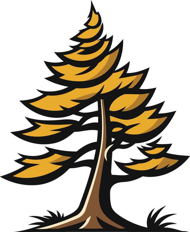 A stylized pine tree with a golden hue, perfect for nature-inspired branding, logos, and designs vector