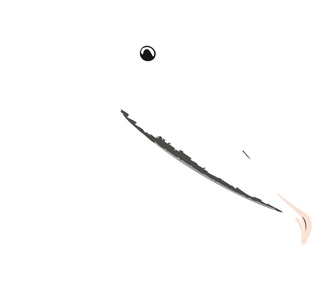 Abstract minimalist logo design with a single black circle and a curved line, suggesting a minimalist bird in flight vector