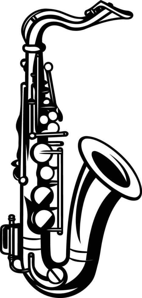 Black and white silhouette of a saxophone vector