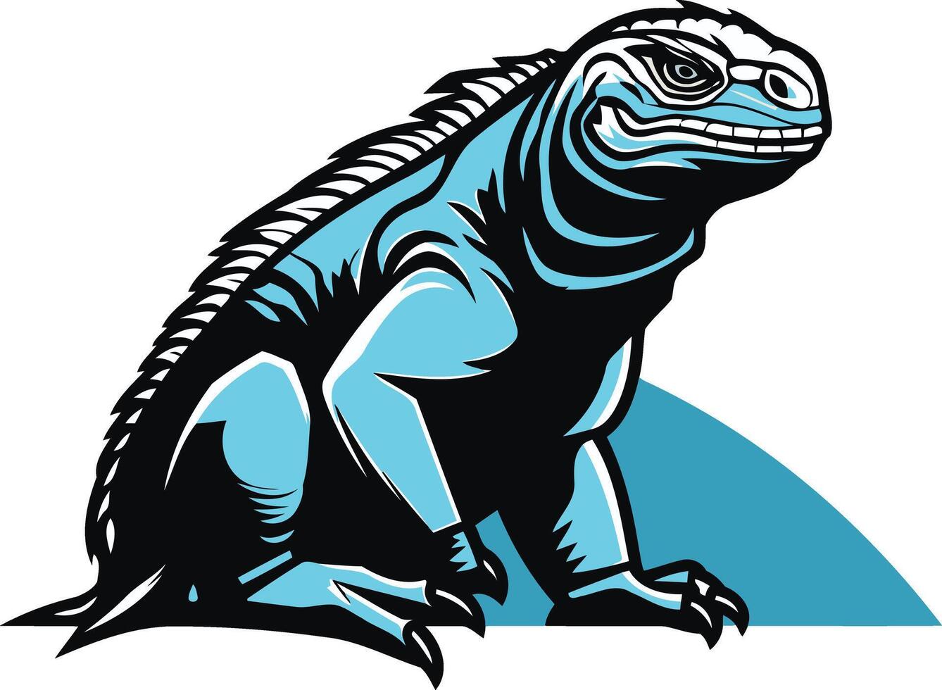 A fierce blue iguana with a bold, cartoon style design vector