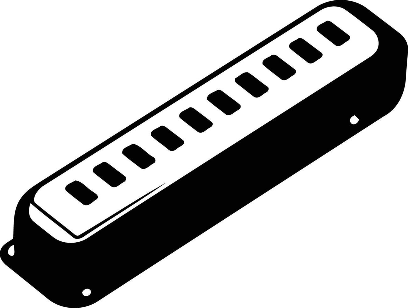 A simple, black and white illustration of a harmonica vector