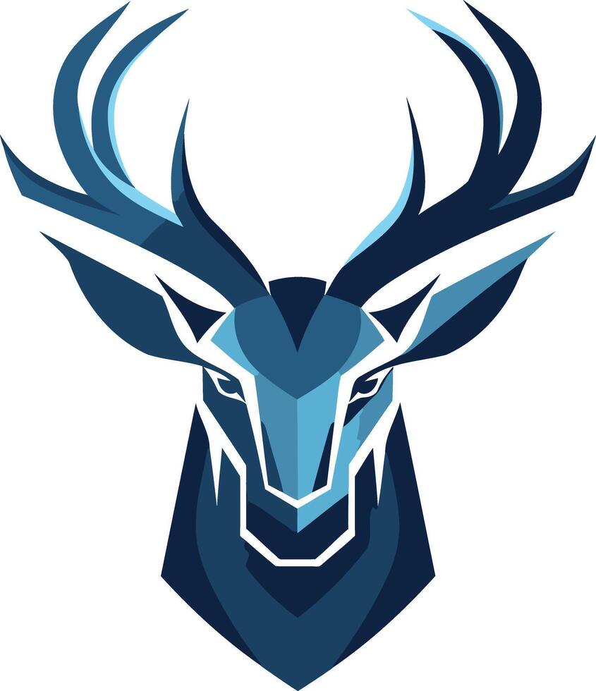 A modern and stylized logo design featuring a deer head with geometric shapes vector