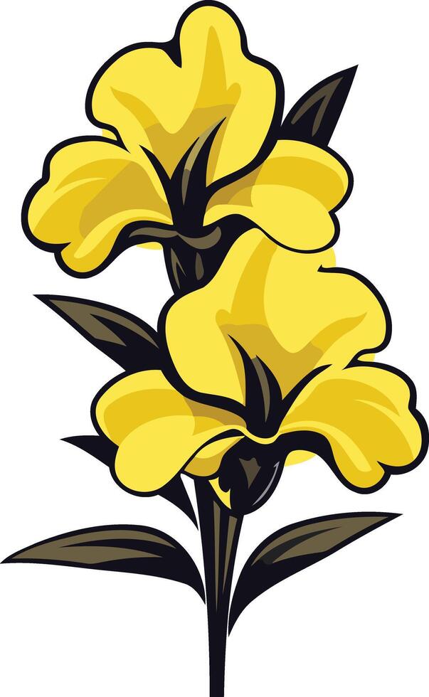A stylized illustration of a yellow flower with green leaves, perfect for a nature-inspired logo or design element vector