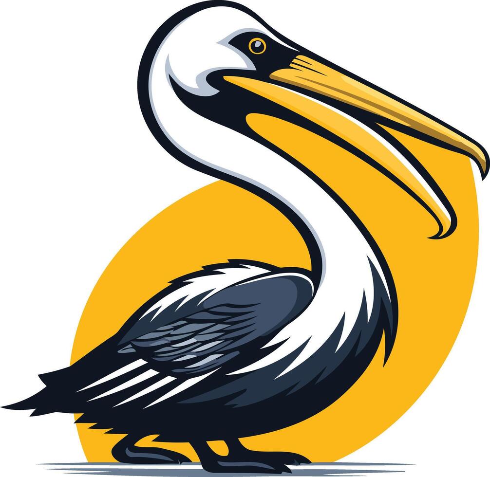 A friendly cartoon pelican with a large beak, perfect for branding or logo design vector