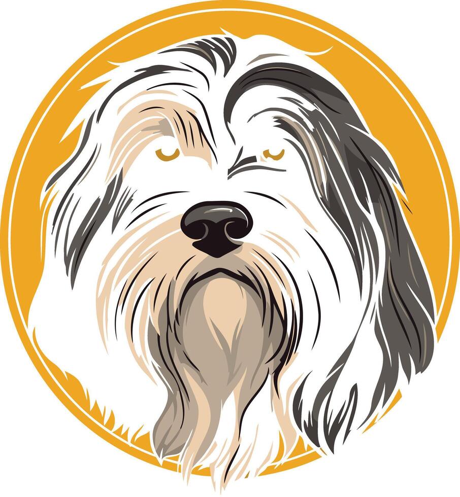 A charming and minimalist logo featuring a bearded collie dog, perfect for pet businesses, dog groomers, and animal lovers vector