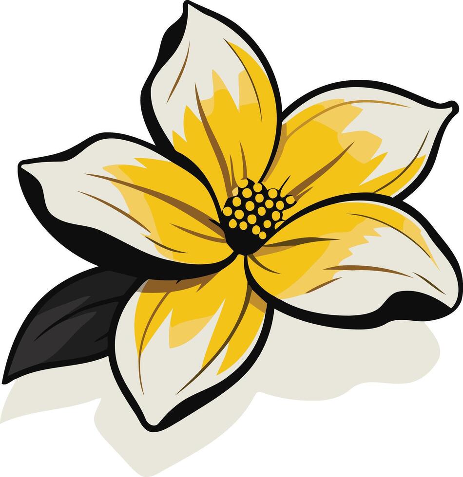 A vibrant yellow flower with a dark center and a single leaf, perfect for branding, website design, and more vector