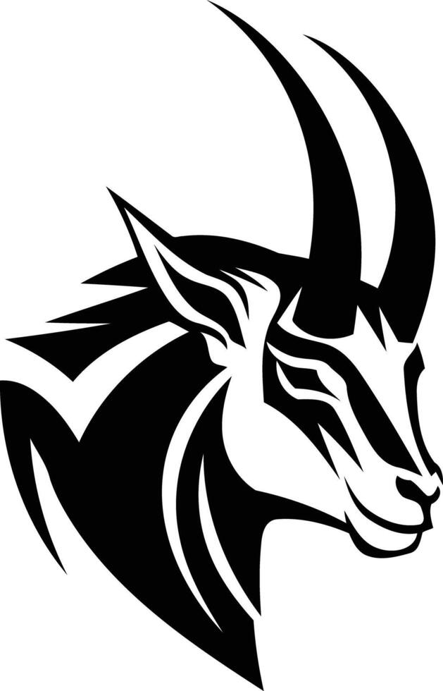 A bold, black and white tribal tattoo design of an antelope's head, perfect for showcasing strength and power vector
